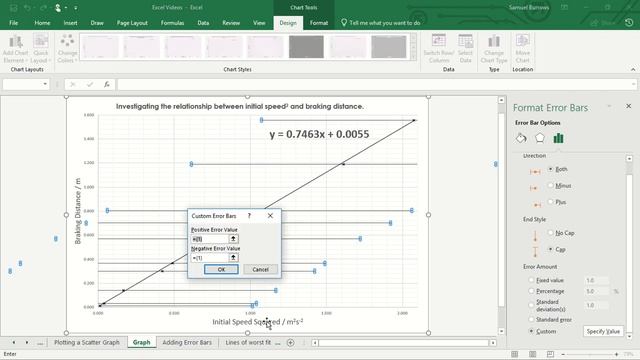 Physics: Excel: Adding error bars to a scatter graph смотреть онлайн