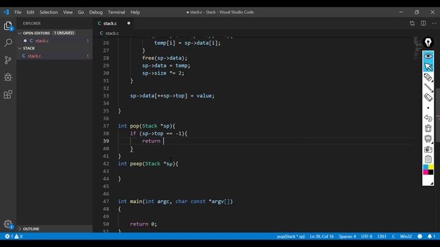 Dynamic stack implementation using C programming. смотреть онлайн