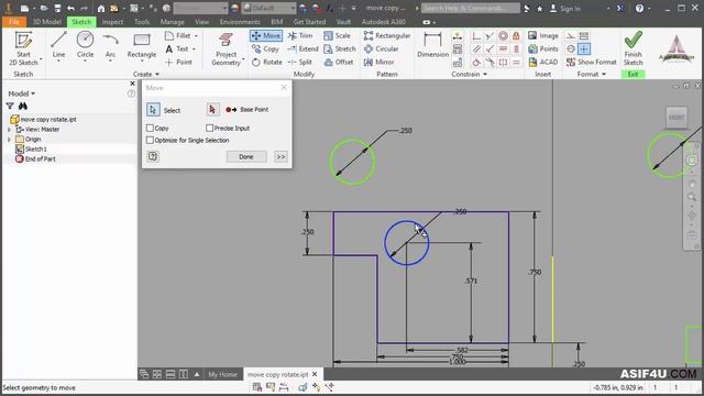 0201 Move copy and rotate sketch entities смотреть онлайн