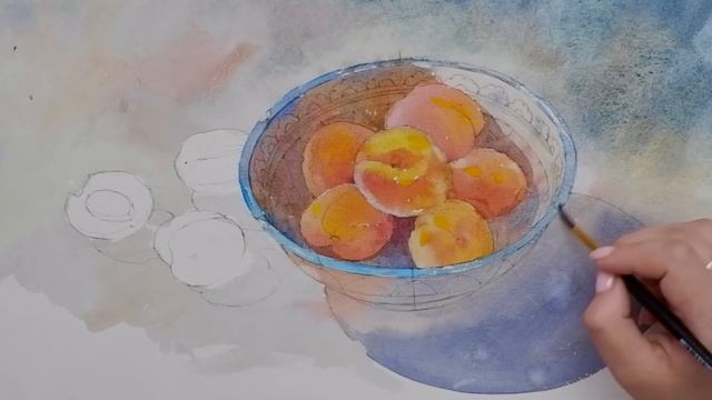 Apricots In Watercolor | Sketch | Still Life