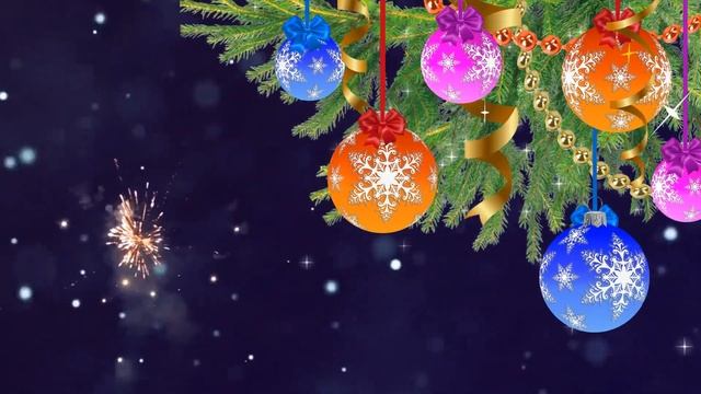 Новогодний фон 2022 - на прозрачном фоне с местом для текста. Шары, блестки, салют, ветки ели, боке смотреть онлайн