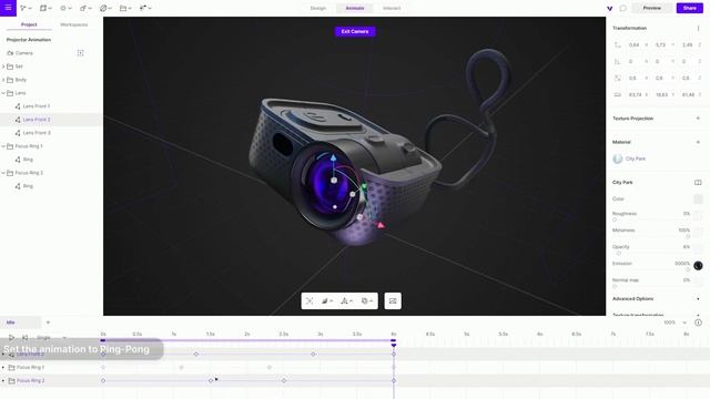Создаём 3D кейфрейм анимацию в Vectary смотреть онлайн