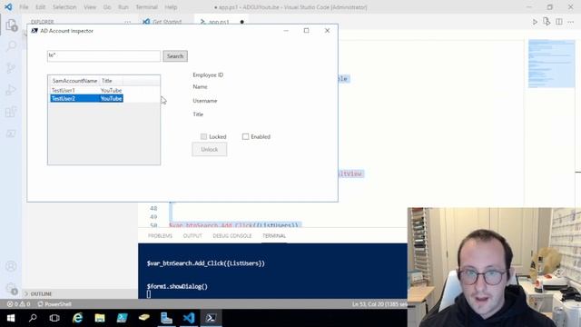 PowerShell Tutorials : Making a GUI Part 13 - Manipulating Active Directory смотреть онлайн
