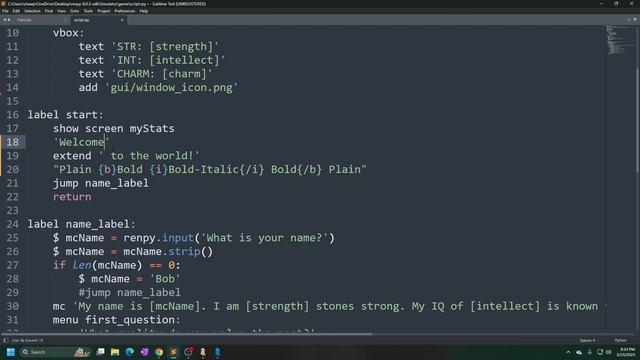 Ren'Py Sim Series Part 02.0: Text and Dialogue смотреть онлайн