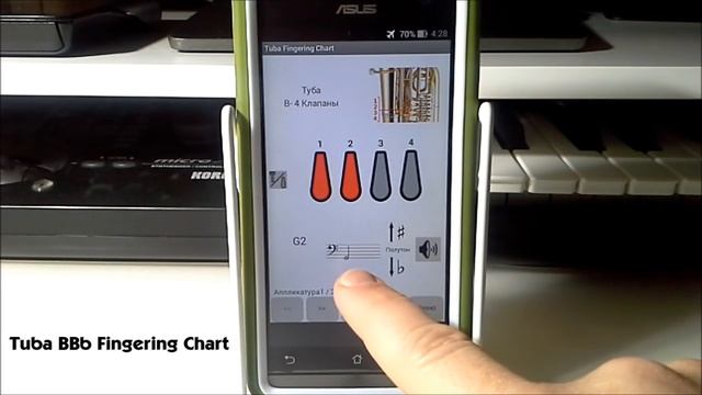 Аппликатура для тубы - tuba fingering chart (BBb-CC-Eb-F) смотреть онлайн