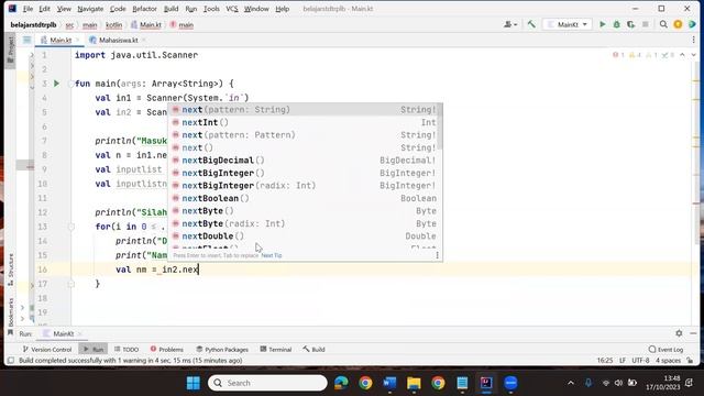 mutableListOf with constructor and Scanner in Kotlin смотреть онлайн