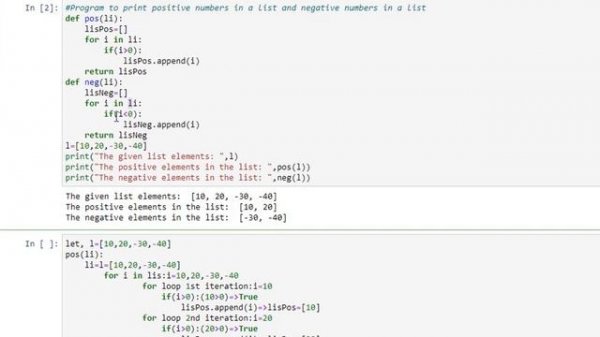 Python Programming in Tamil | To print positive numbers in a list and negative numbers in a list