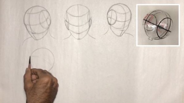 How to Draw head in different angles using Loomis method - 3