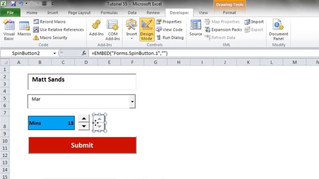 Excel 2010 VBA Tutorial 57 - ActiveX Controls - Spin Buttons смотреть онлайн
