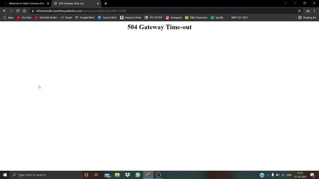 MHT-CET 2021 | Answer Key Released | 504 Gateway Time Out | Website Problem смотреть онлайн