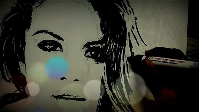 Selena Gomez drawing (BW) смотреть онлайн