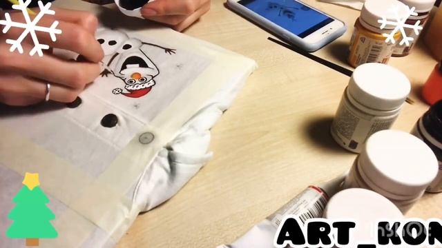 ✔ Новогодний «МК» по росписи детской одежды, Снеговик ☃️ Олаф ✔ смотреть онлайн