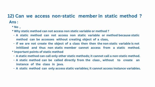 12. can we access non-static member in static method | java interview question | Siddharth Lecture смотреть онлайн