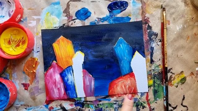 СКАЗОЧНЫЙ ГОРОД |Поэтапное рисование красками для детей? смотреть онлайн