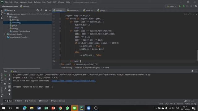Make Minesweeper Game Using Python Pygame (timelapse) смотреть онлайн