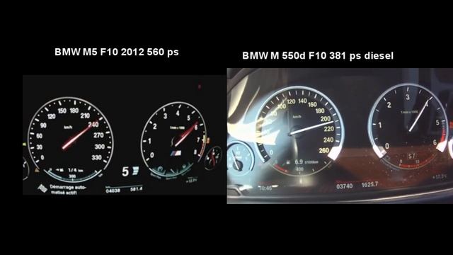 BMW M5 F10 Vs BMW M550 D Xdrive Diesel 381 Ps Drag Acceleration разгон ускорение