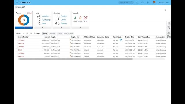 Oracle Cloud Financials AP Invoice Workarea - Log on to www.oracleoncloud.com смотреть онлайн