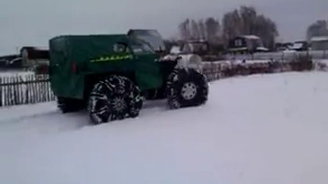 Самодельный пневмоход по снегу. смотреть онлайн