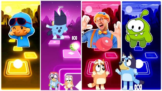 Pocoyo Vs Bluey Bingo Vs Blippi Vs Om Nom - Tileshop EDM Rush Gameplay ??❤️