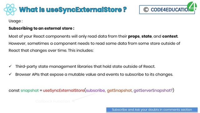 React Tutorial In Hindi #52: React useSyncExternalStore Hook | React JS Tutorial For Beginners смотреть онлайн