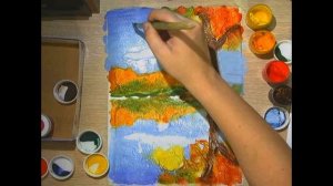 5 класс. Осенний пейзаж в технике монотипия