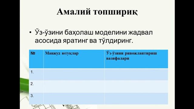 Mavzu: Kasbiy komptensiyaning rivojlanish bosqichlari. смотреть онлайн