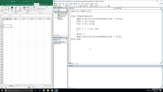 Excel VBA Programming - Miscellaneous Features | 5 - The Application Screen Updating Property смотреть онлайн