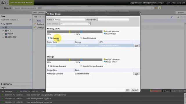 Setting up Quota in oVirt 3.1 WebAdmin смотреть онлайн