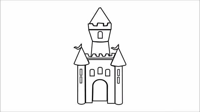 How to Draw a Castle Easy step by step / Как нарисовать замок смотреть онлайн