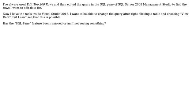 "Edit Top 200 Rows" SQL Pane equivalent in SQL Server Data Tools "View Data" (2 Solutions!!) смотреть онлайн