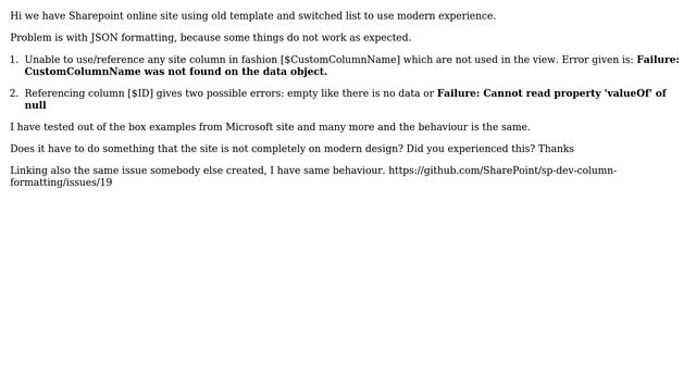Sharepoint: JSON column formatting - reference column not in view смотреть онлайн