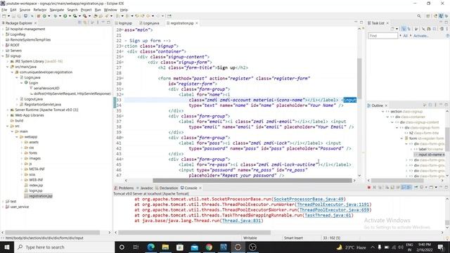 Login and Registration using JSP + Servlet + JDBC + MySQL [2022]-Complete Video with Validation смотреть онлайн