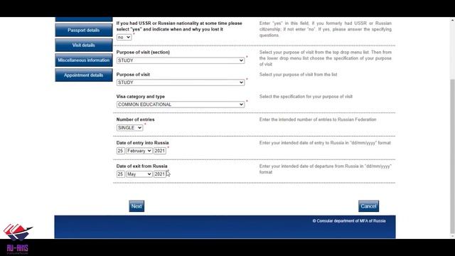 Visa Application | VFS Global/Russian Visa Center