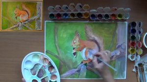 Как нарисовать белочку. Гуашь