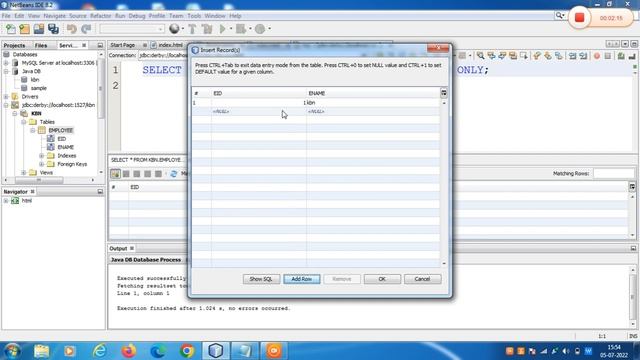 NET BEAN'S DERBY DATABASE CONNECTION смотреть онлайн