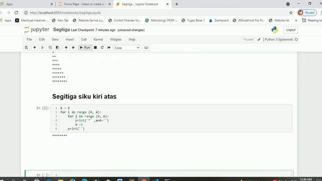 TUTORIAL MEMBUAT PROGRAM POLA SEGITIGA DARI BINTANG || PYTHON смотреть онлайн