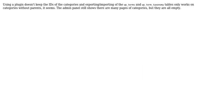 Wordpress: How to export/import categories and keep their IDs? смотреть онлайн