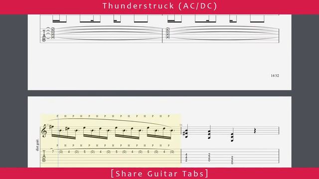 [Share Guitar Tabs] Thunderstruck (ACDC) HD 1080p смотреть онлайн