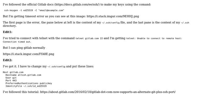 SSH connection to Gitlab is getting timeout смотреть онлайн