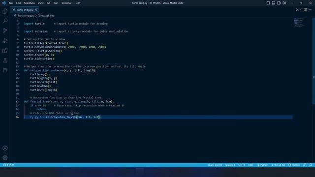 How to Draw a Fractal Tree with Python and Turtle Graphics смотреть онлайн