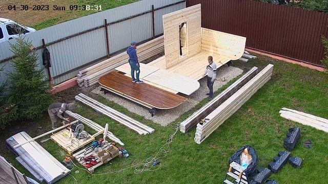 10 часов сборки бани-бочки за 3 минуты ? Квадро овал 4х6 от Bochky