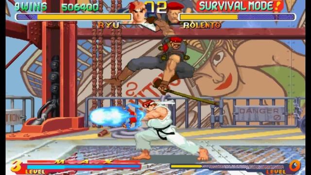 Street Fighter Alpha 2(Zero 2) Ryu Survival Mode Expert difficulty no death playthrough смотреть онлайн