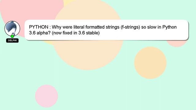 PYTHON : Why were literal formatted strings (f-strings) so slow in Python 3.6 alpha? (now fixed in смотреть онлайн
