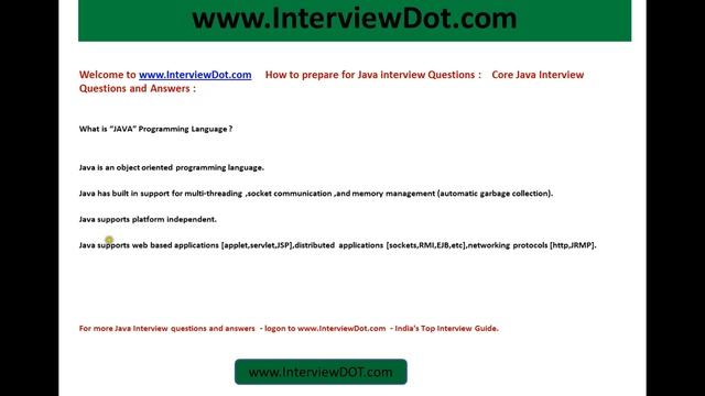 what is java language core java interview questions and answers смотреть онлайн