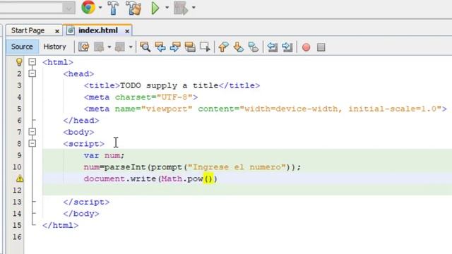 Math.pow() - JavaScript: Ejemplo básico смотреть онлайн