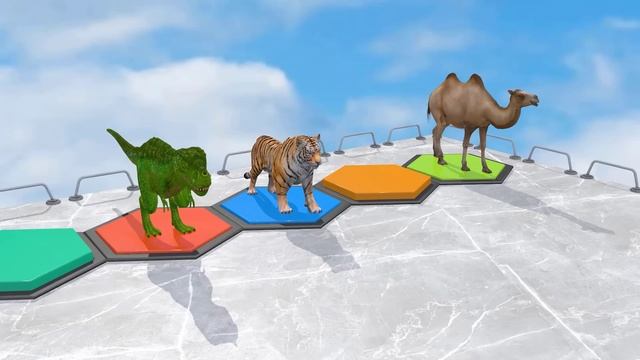 5 Giant Duck Cartoon  Cow,Tiger,Elephant,Dinosaur,Lion, Wild Animals Choose The Right Mystery Door
