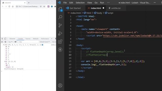 lodash flattenDeep() | lodash array methods смотреть онлайн