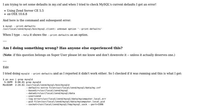 Command: mysql --print-defaults not recognized? смотреть онлайн