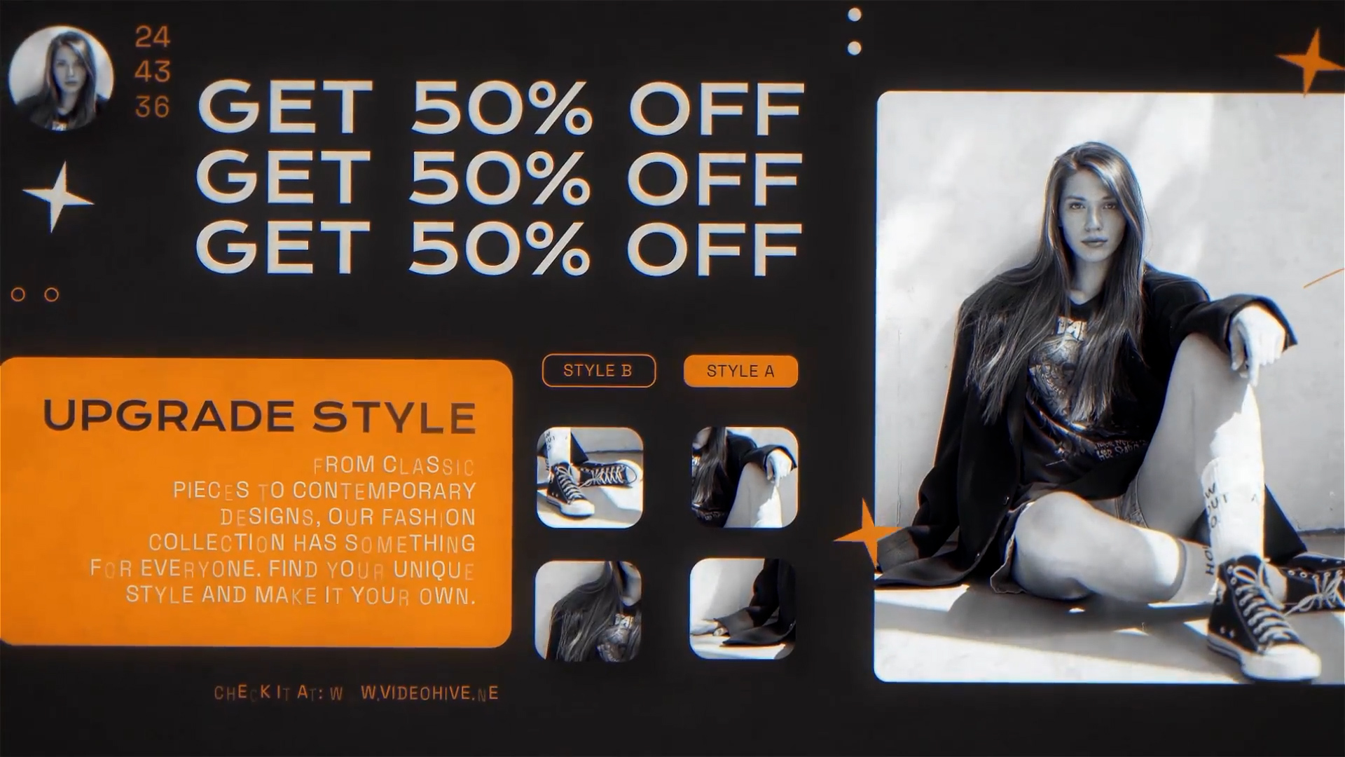 Макет анимации Модного веб сайта Fashion store promo UX web смотреть онлайн