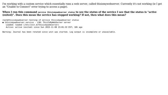 Unix & Linux: What does status "active (exited)" mean for a SystemD service? смотреть онлайн